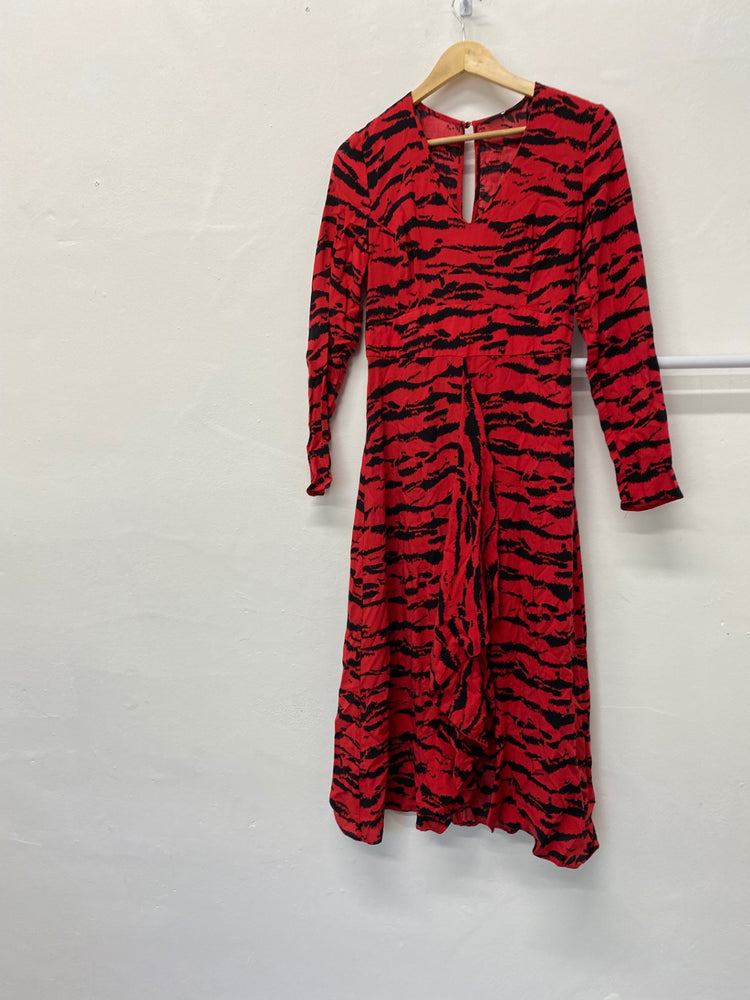 Gorgeous Very Maxi Dress UK10 Red & Black zebra Spanish flair CF001