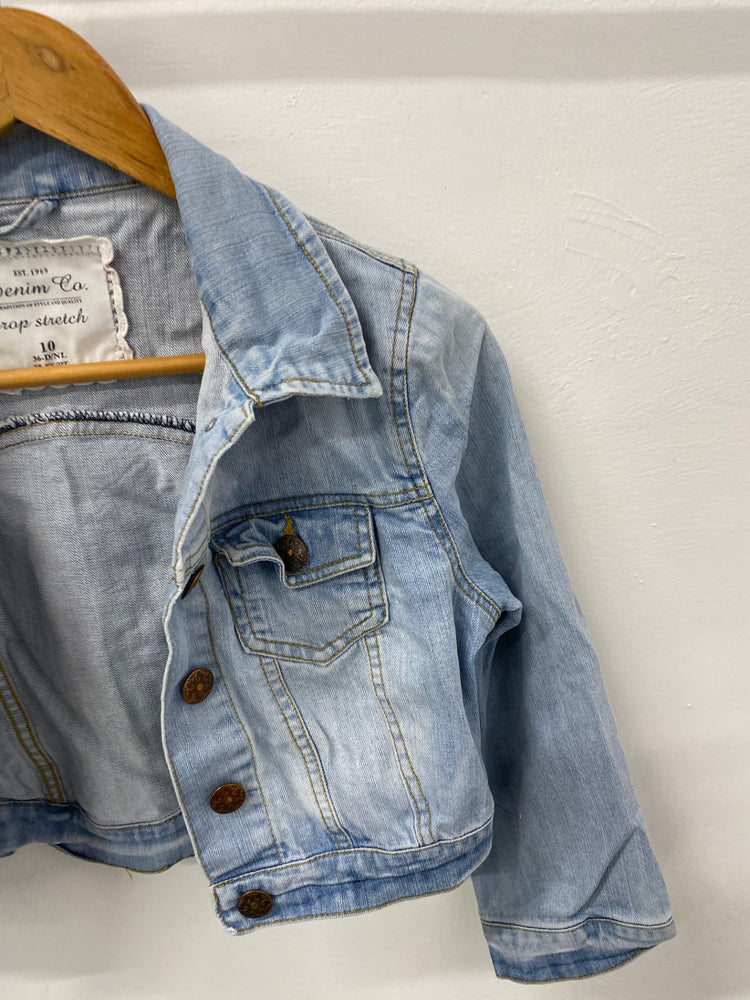 Gorgeous Primark Denim Jacket UK10 Light blue cropped stretch EK00