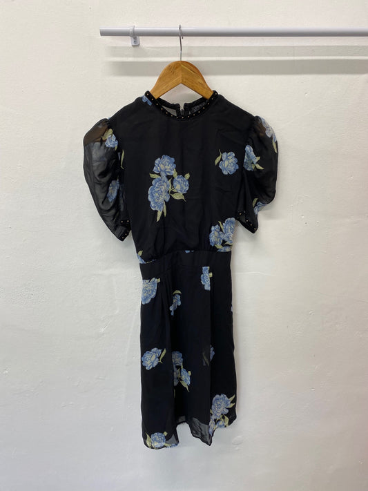 Gorgeous Topshop Summer Dress UK10 Black Oriental floaty Romantic EK001