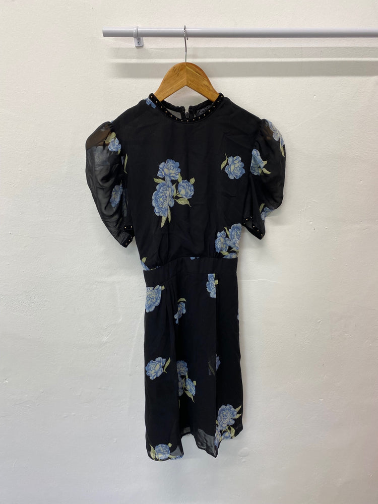 Gorgeous Topshop Summer Dress UK10 Black Oriental floaty Romantic EK001