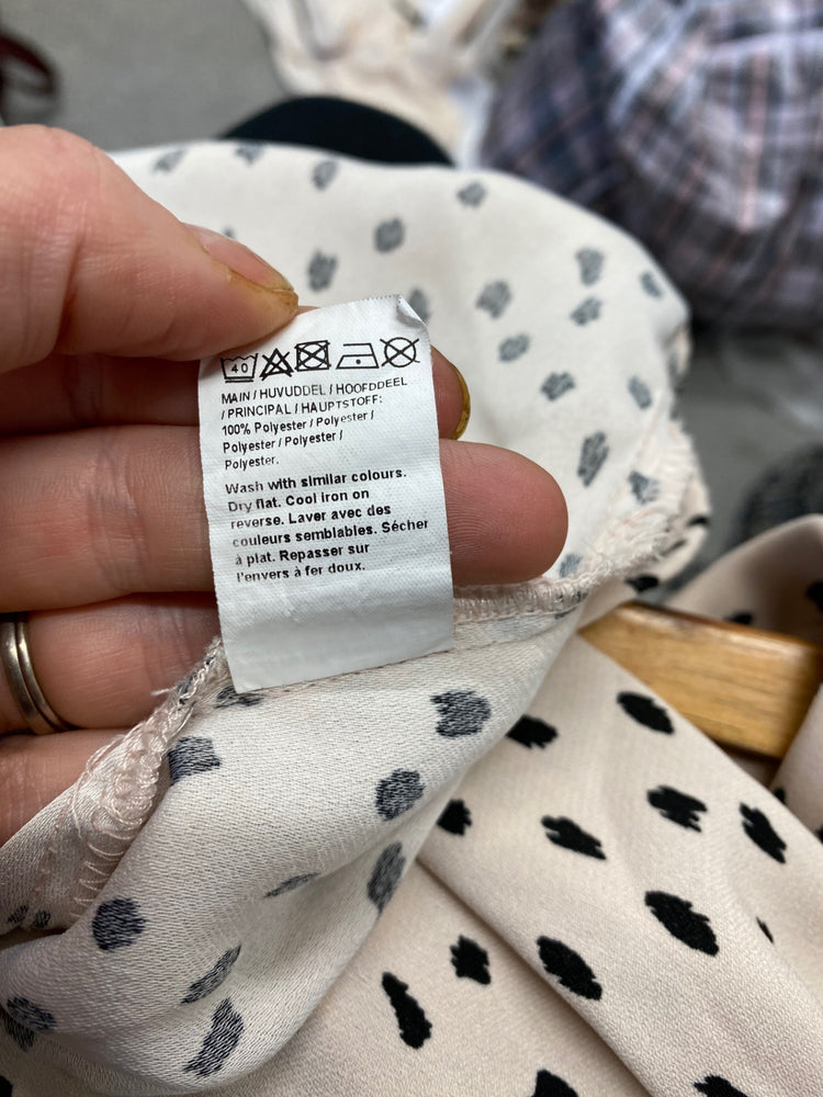 Gorgeous River Island Dress UK6 Beige smock black polka dots EK001