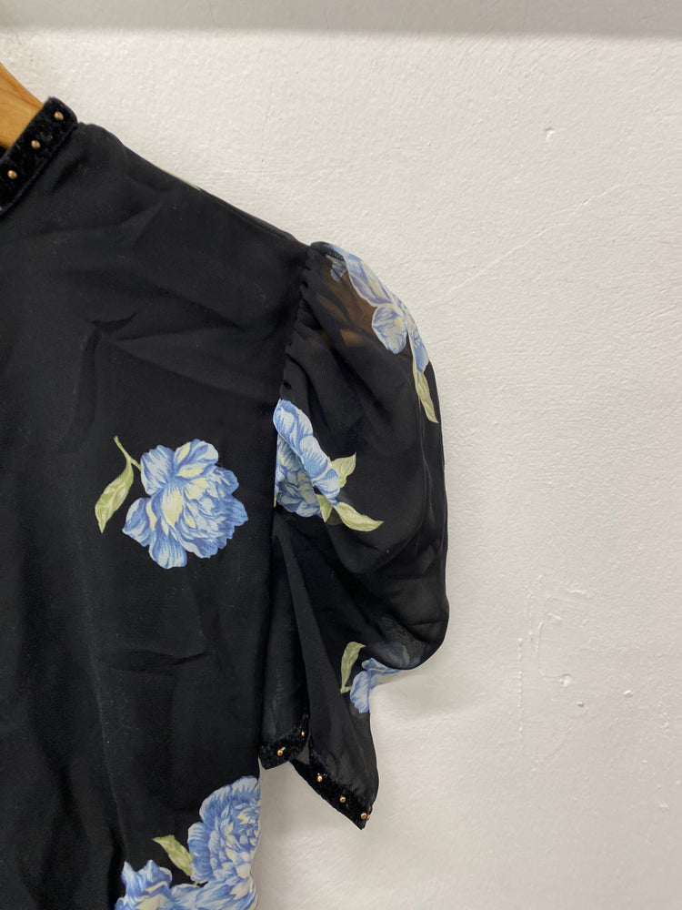 Gorgeous Topshop Summer Dress UK10 Black Oriental floaty Romantic EK001