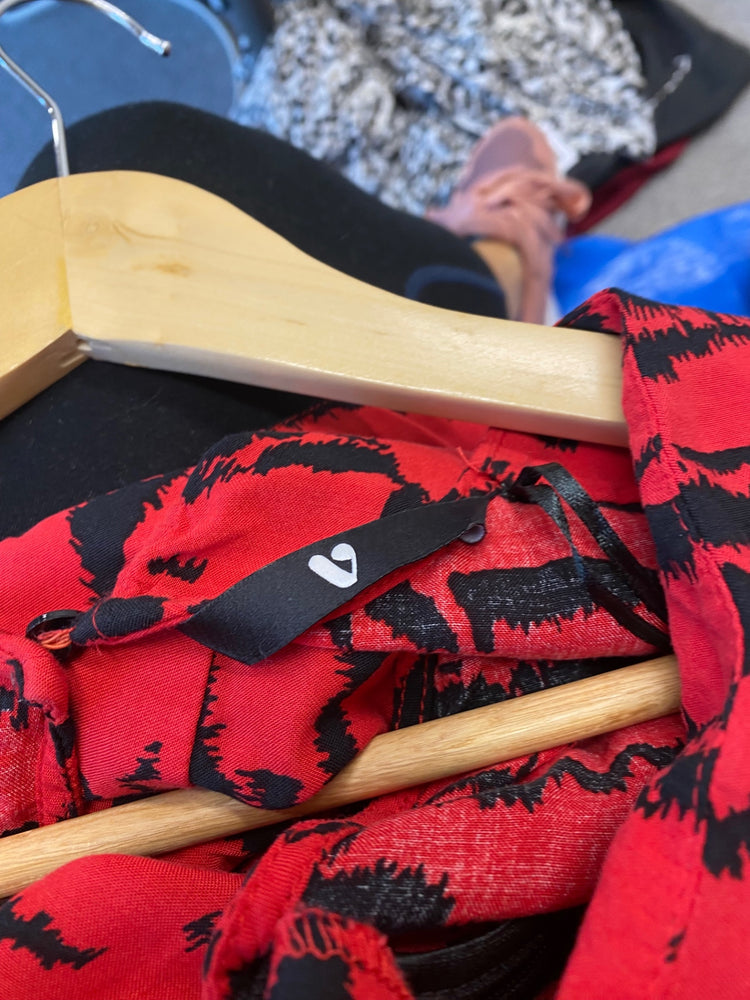 Gorgeous Very Maxi Dress UK10 Red & Black zebra Spanish flair CF001