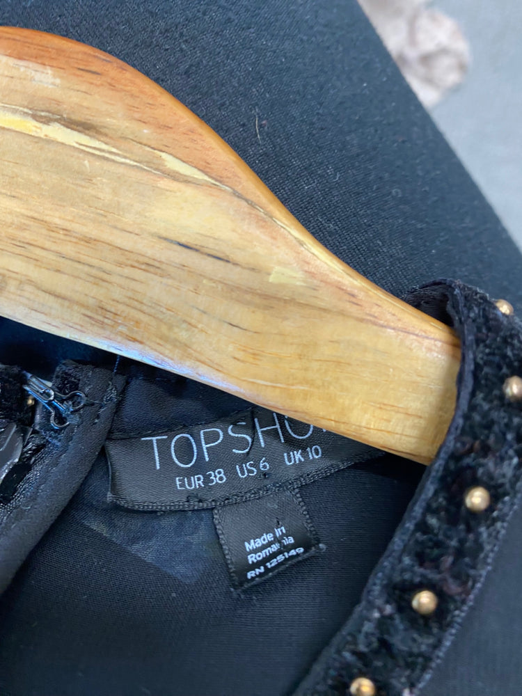 Gorgeous Topshop Summer Dress UK10 Black Oriental floaty Romantic EK001