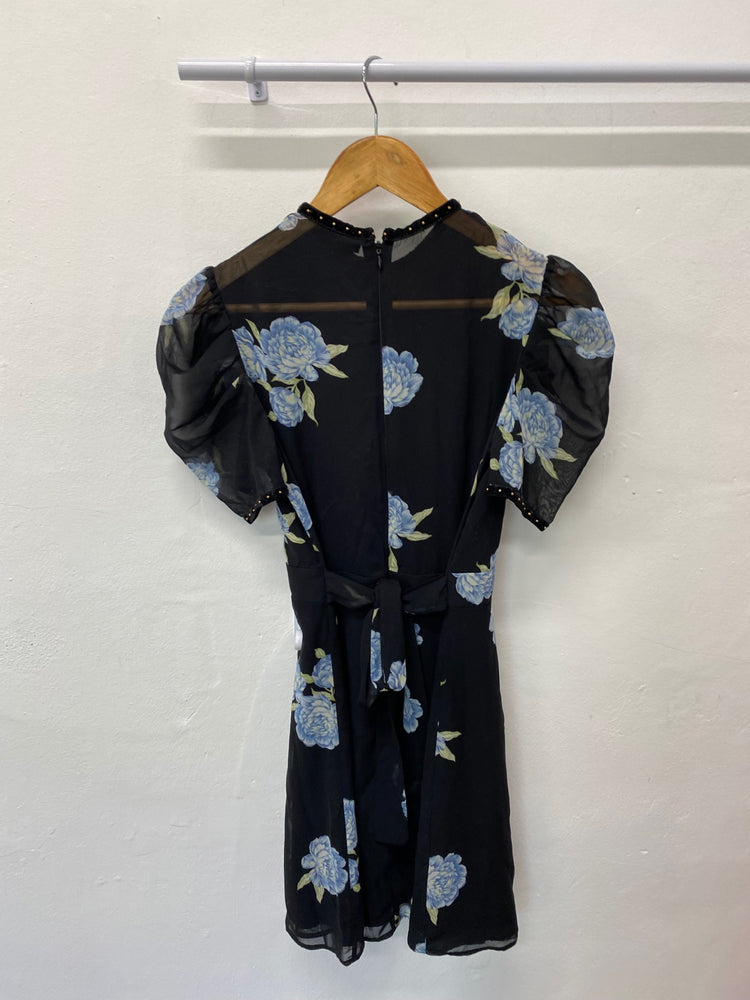 Gorgeous Topshop Summer Dress UK10 Black Oriental floaty Romantic EK001