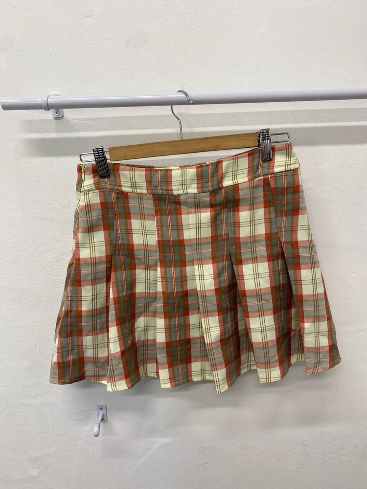 Gorgeous Motel Skirt UK S Cream pink checked EK001