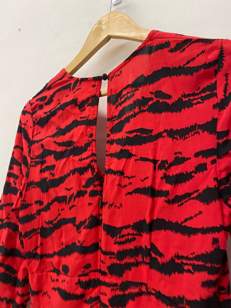 Gorgeous Very Maxi Dress UK10 Red & Black zebra Spanish flair CF001