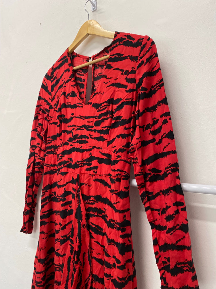 Gorgeous Very Maxi Dress UK10 Red & Black zebra Spanish flair CF001