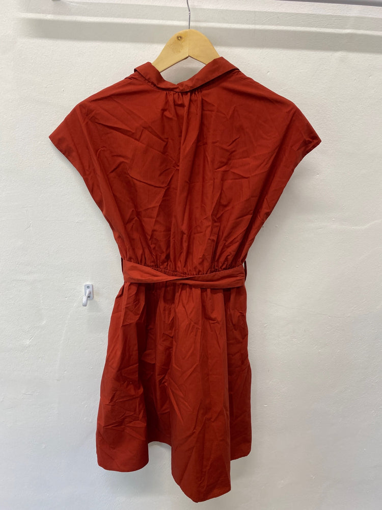 Gorgeous Uniqlo Jumpsuit UK S burnt orange tie waist dress EK001