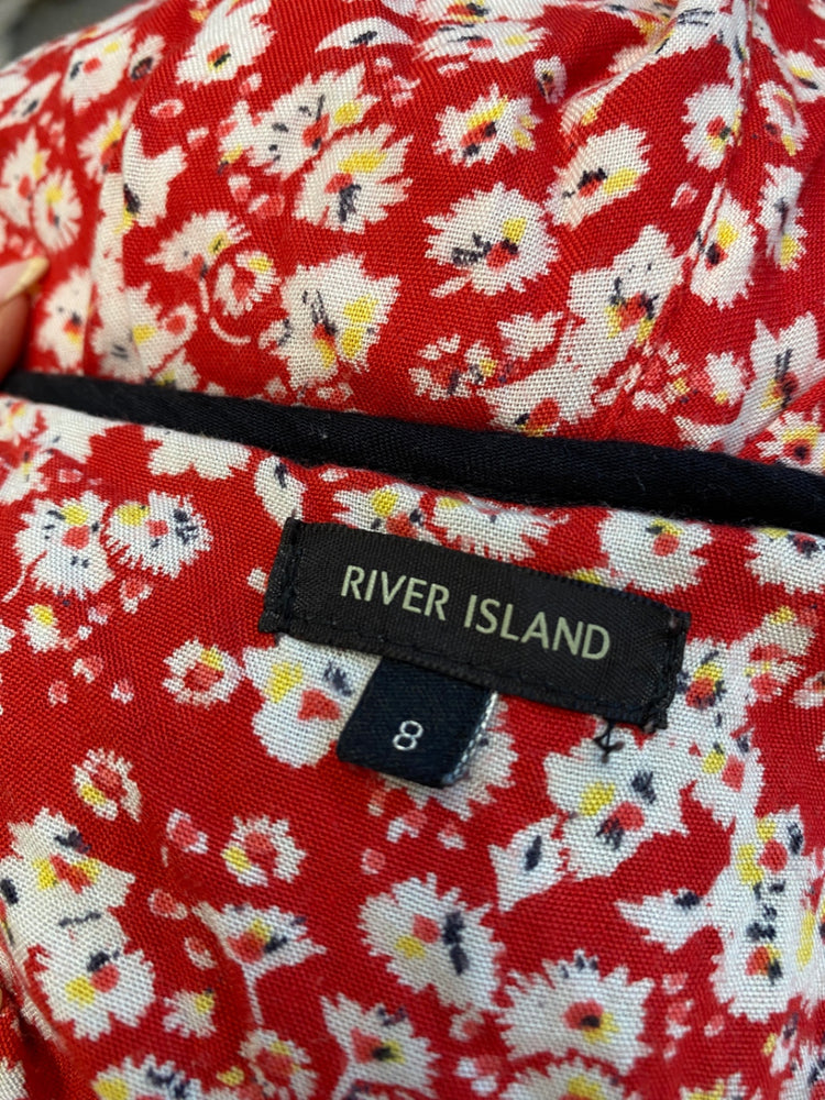 Gorgeous River island Dress UK8 Red floral oriental EK001