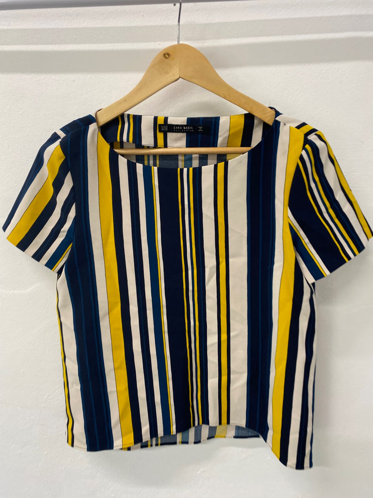 Gorgeous Zara Basic Blouse UK XS Multi-color striped EK001