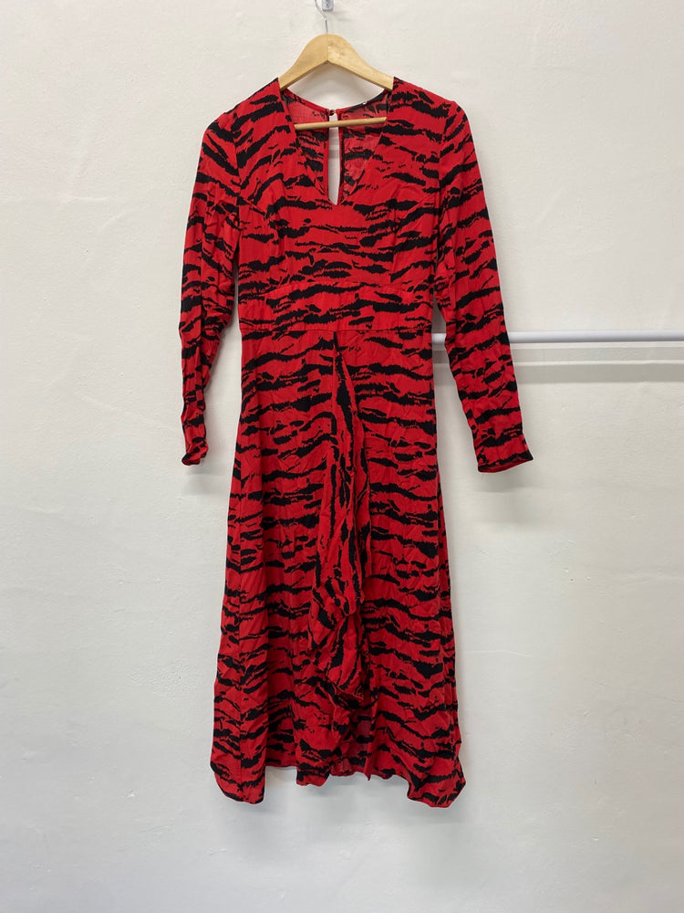Gorgeous Very Maxi Dress UK10 Red & Black zebra Spanish flair CF001