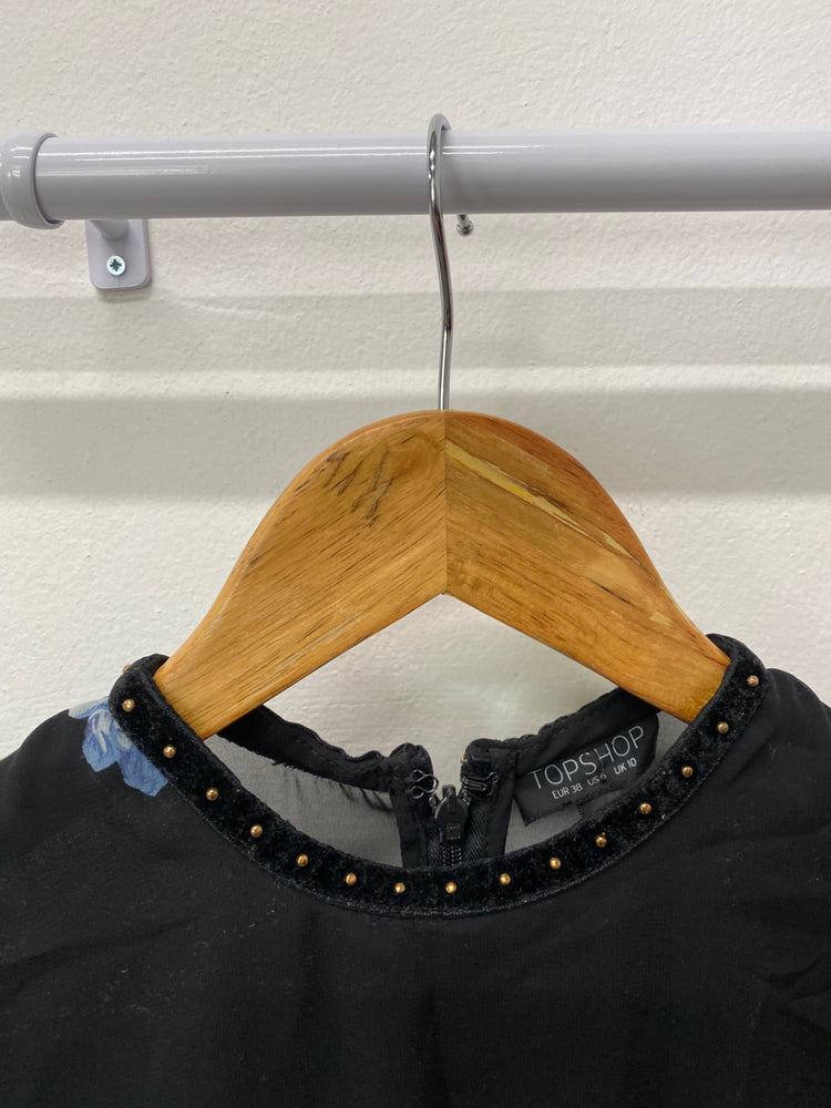 Gorgeous Topshop Summer Dress UK10 Black Oriental floaty Romantic EK001