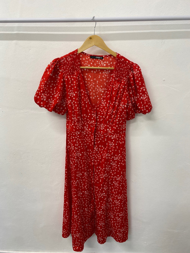 Gorgeous OUIZ Maxi Dress UK8 Red floral summer EK001