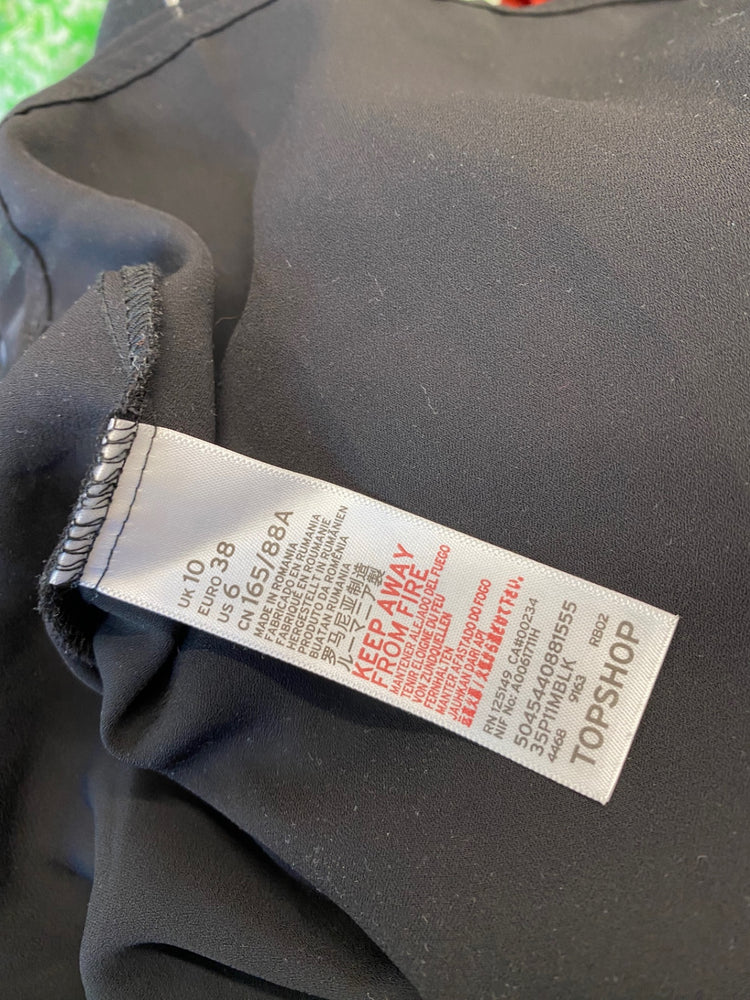 Gorgeous Topshop Summer Dress UK10 Black Oriental floaty Romantic EK001