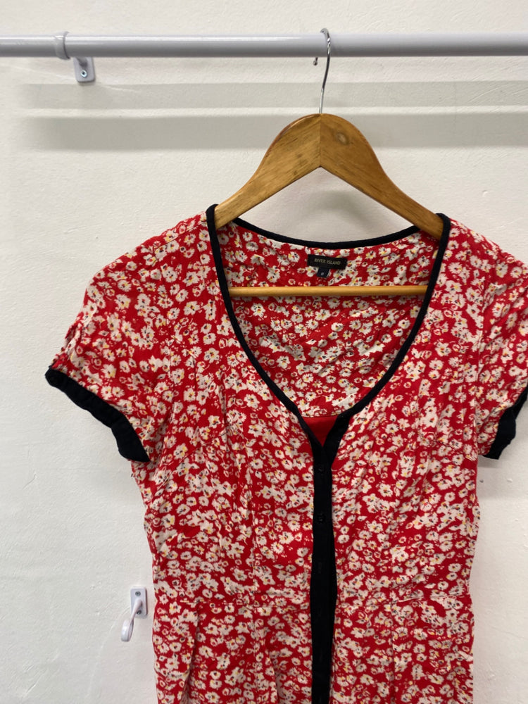 Gorgeous River island Dress UK8 Red floral oriental EK001