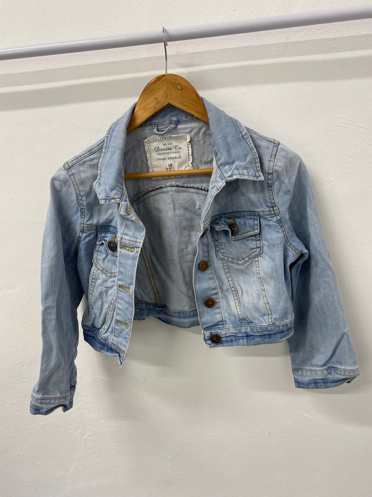 Gorgeous Primark Denim Jacket UK10 Light blue cropped stretch EK00