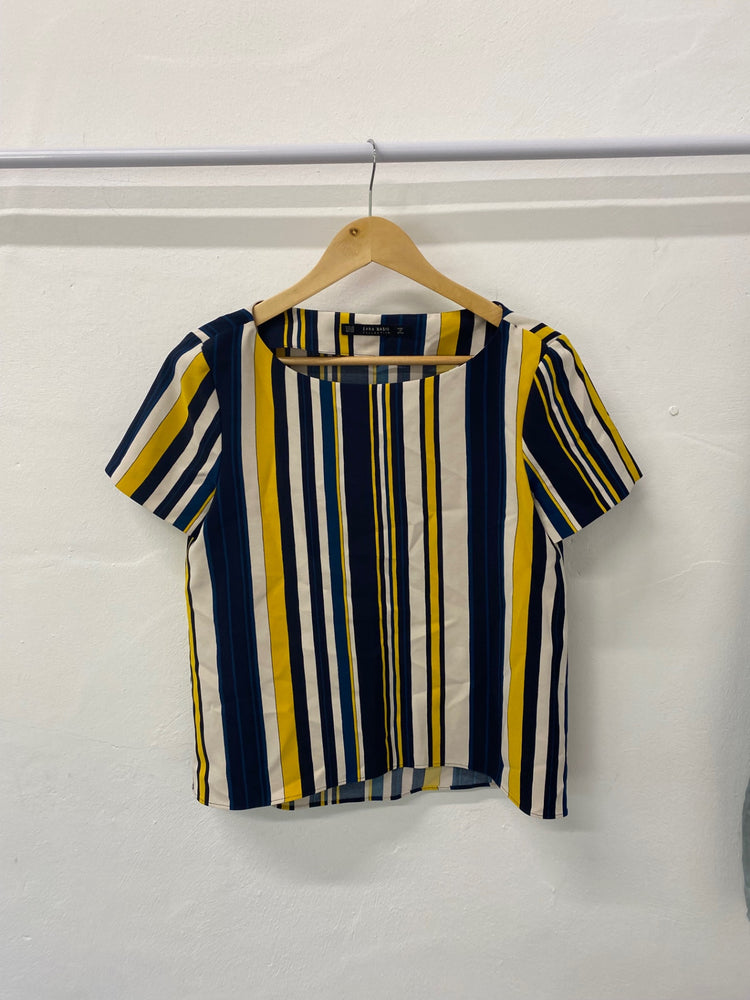 Gorgeous Zara Basic Blouse UK XS Multi-color striped EK001