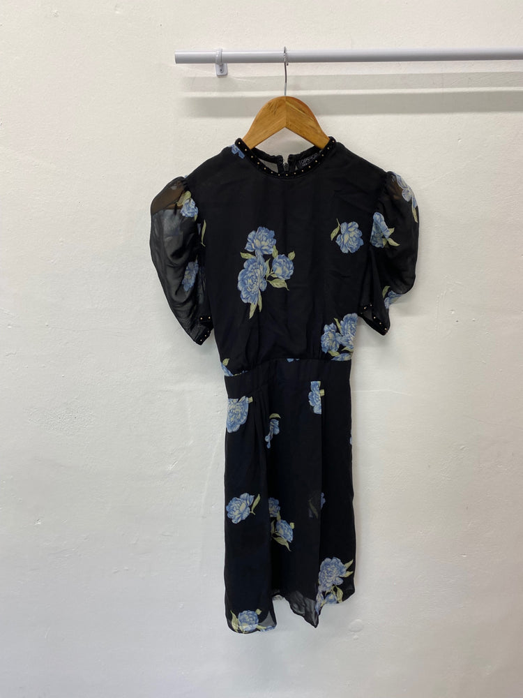 Gorgeous Topshop Summer Dress UK10 Black Oriental floaty Romantic EK001