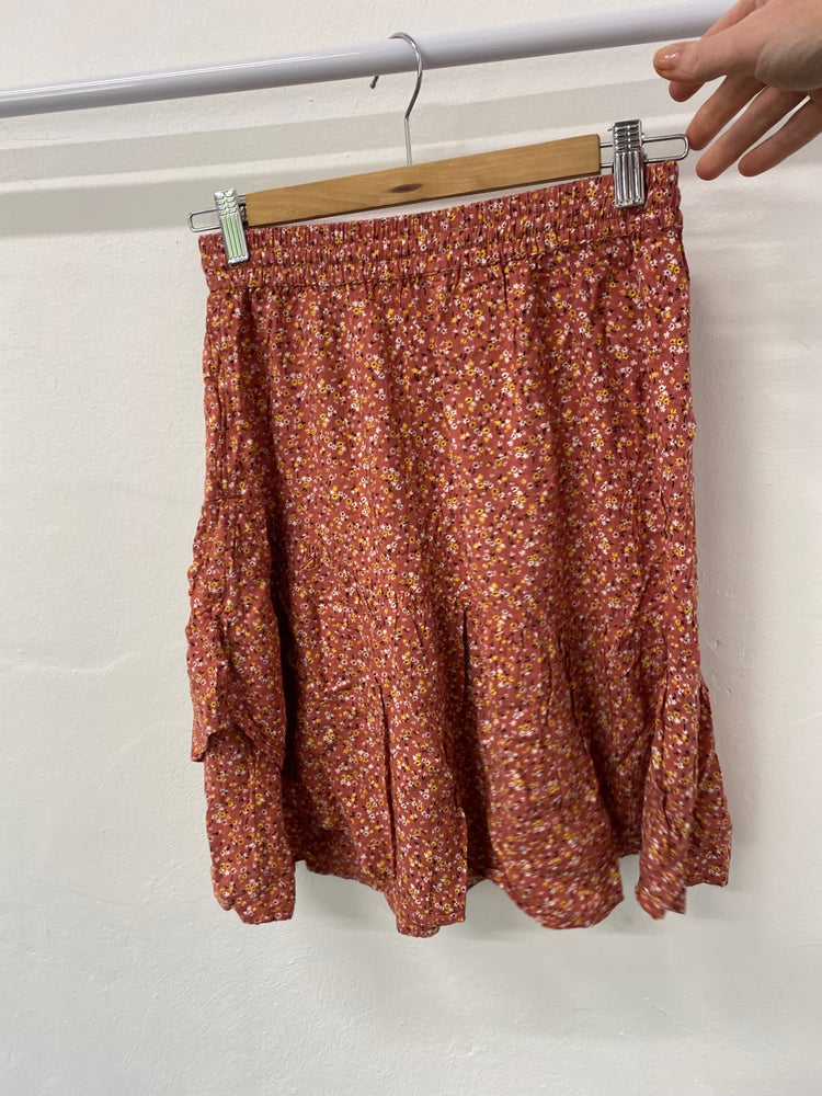 Gorgeous FatFace Skirt UK6 Soft burnt red ditsy tiered skirt EK001