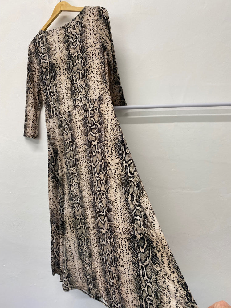 Gorgeous Dorothy Perkins Maxi Dress UK12 Beige snakeskin pattern CF001