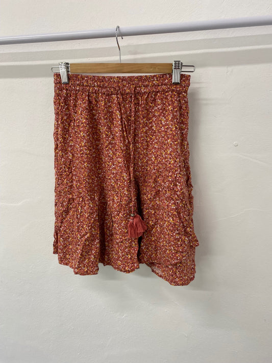 Gorgeous FatFace Skirt UK6 Soft burnt red ditsy tiered skirt EK001