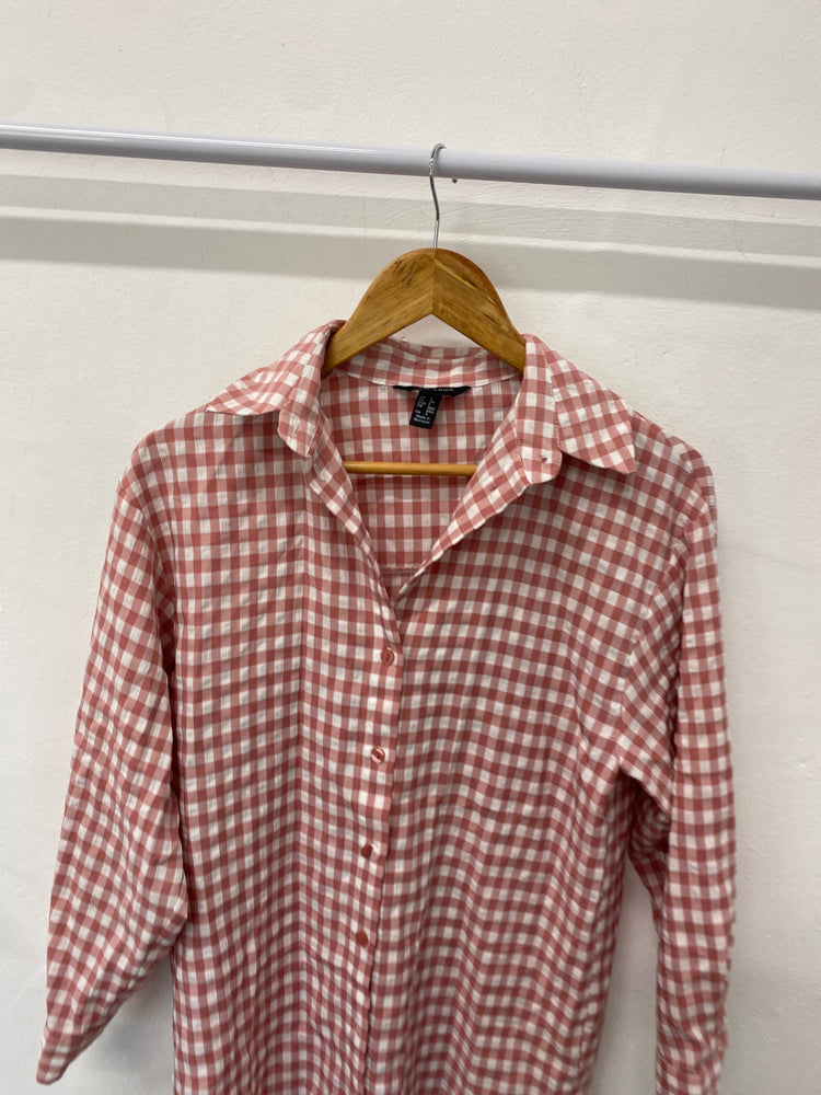 Gorgeous New Look Shirt dress UK6 Red and white gingham oversized EK001