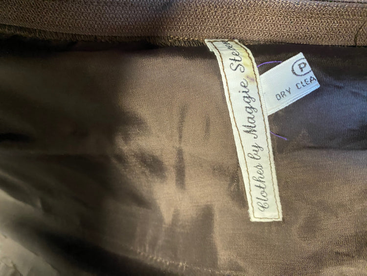 Gorgeous vintage Maggie Stevens Occasion Dress Uk16 Brown Co-ord Two piece LF003