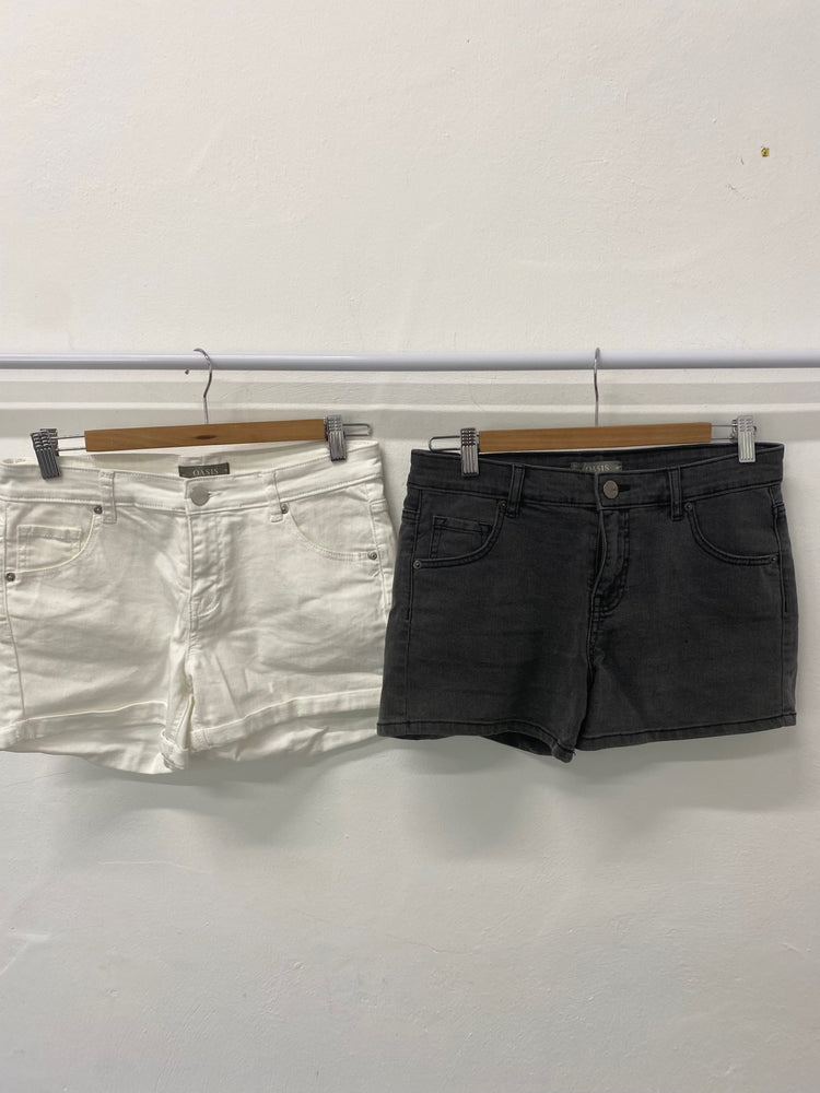 Gorgeous duo of Oasis Shorts UK10 White & Black/ grey LF003