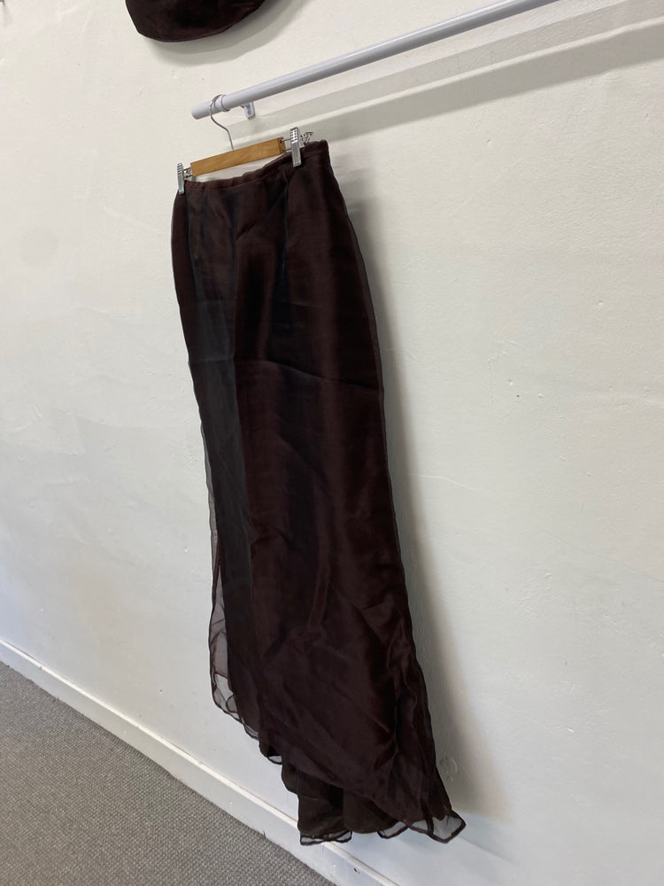 Gorgeous vintage Maggie Stevens Occasion Dress Uk16 Brown Co-ord Two piece LF003