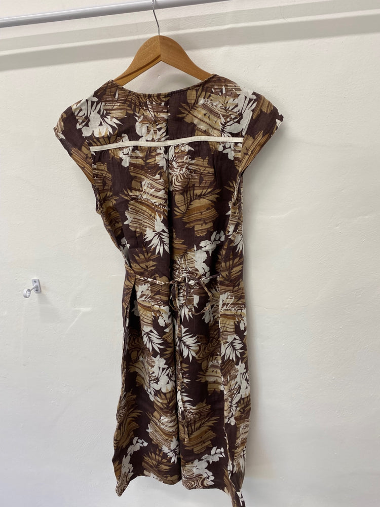 Gorgeous Phase Eight Summer Dress Uk14 Brown & Cream floral Hawaiian ZB001