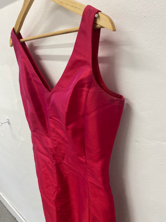 Gorgeous August Silk Dress Uk14 Cherry pink pearlescent LF003