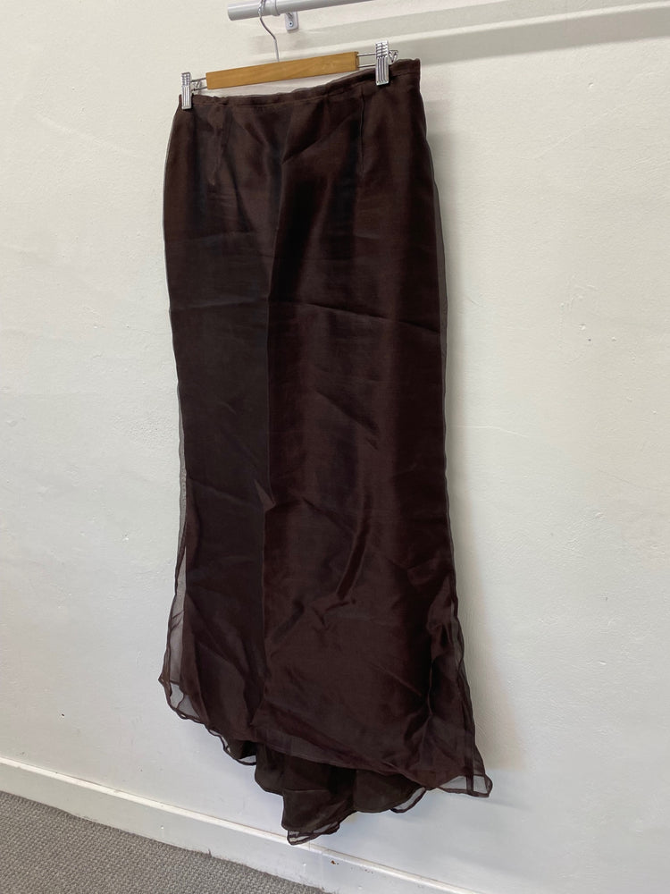 Gorgeous vintage Maggie Stevens Occasion Dress Uk16 Brown Co-ord Two piece LF003