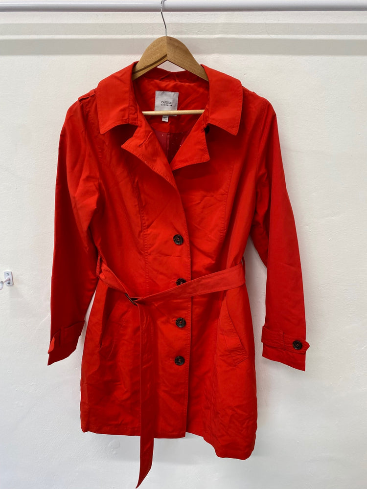 Gorgeous CAPSULE OUTERWEAR Trench Coat UK12 Red Classic short mac ZB001