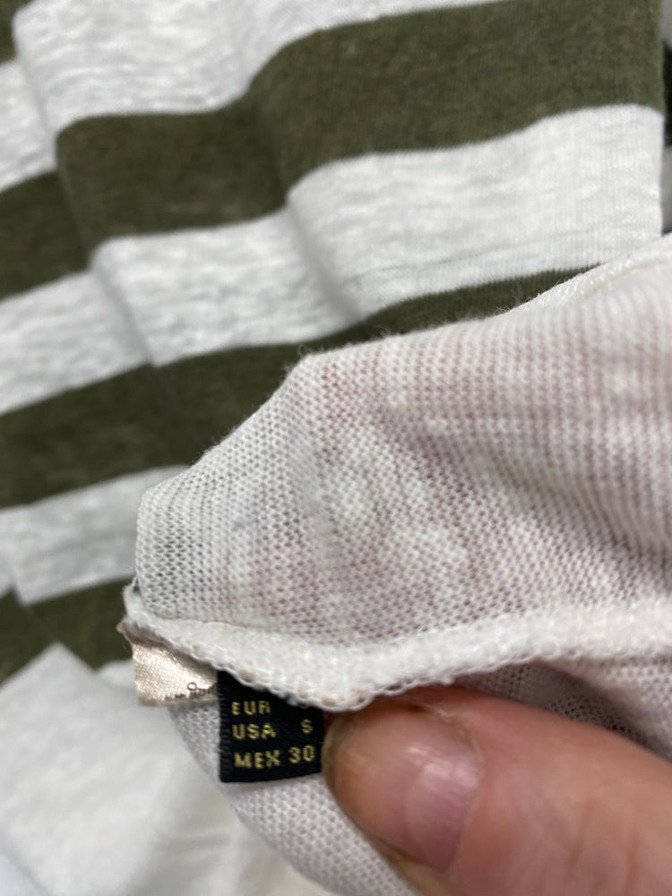 Gorgeous Massimo Dutti Sweater UKS White & khaki Green stripes military Vibes RC346