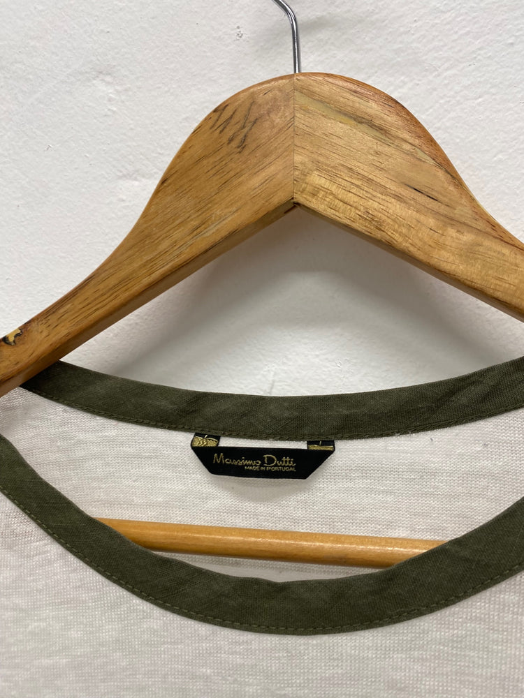 Gorgeous Massimo Dutti Sweater UKS White & khaki Green stripes military Vibes RC346