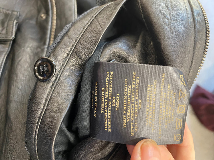 Fabulous Burberry Leather biker Jacket 40R Black utility biker Buttersoft LT002