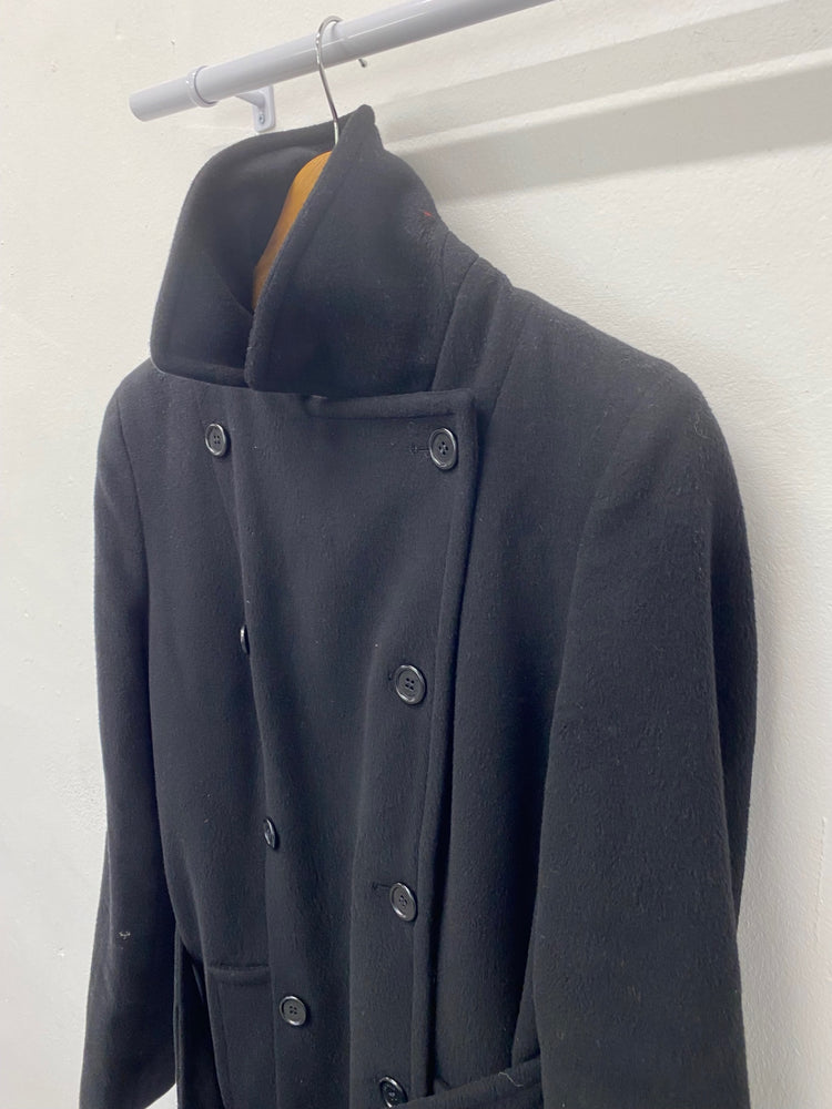 Fabulous Pringle Trench Coat UK12 Black long Trench Cashmere blend LT002