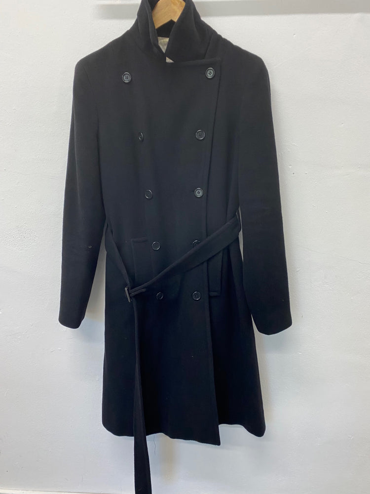 Fabulous Pringle Trench Coat UK12 Black long Trench Cashmere blend LT002