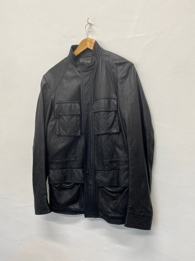 Fabulous Burberry Leather biker Jacket 40R Black utility biker Buttersoft LT002
