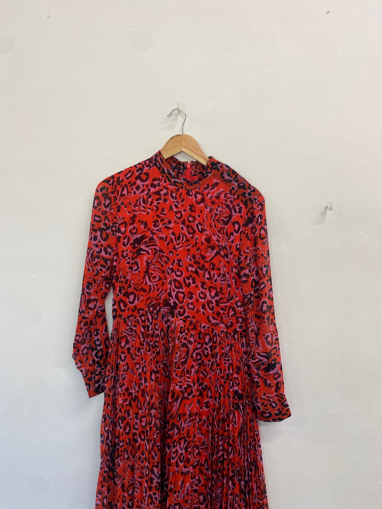 Gorgeous Whistles Dress UK12 Red animal print LT002