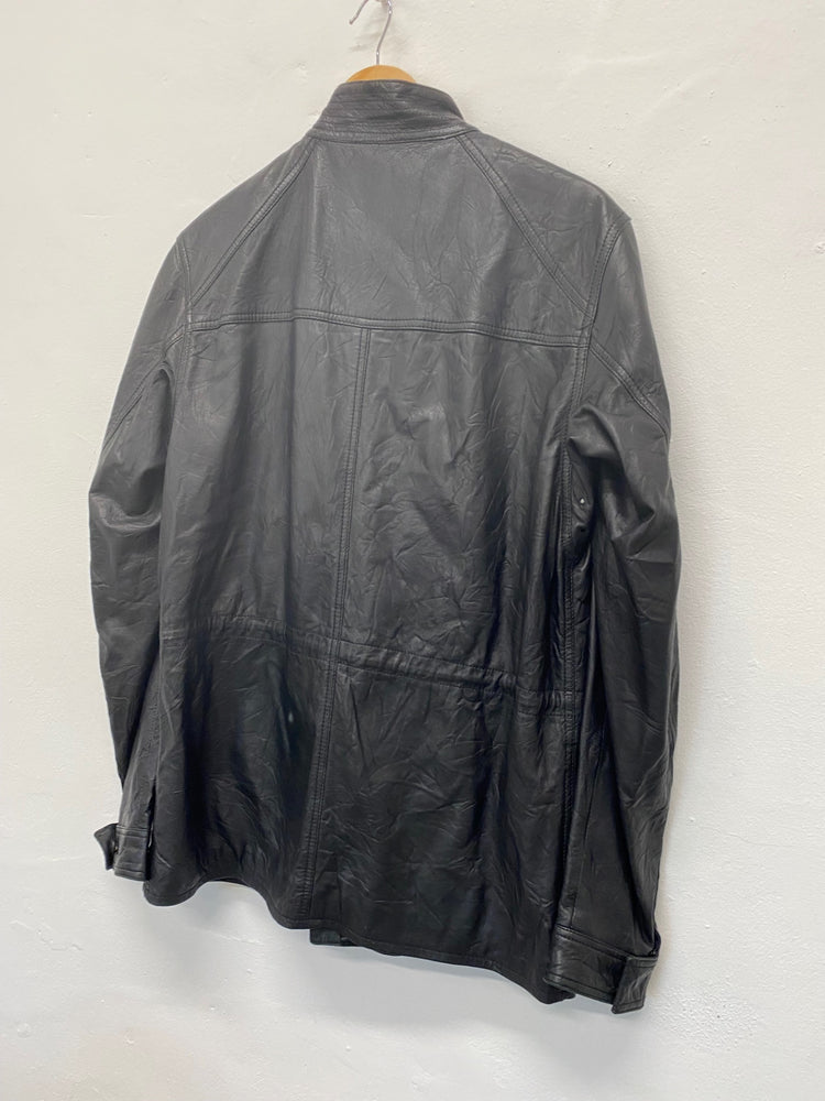 Fabulous Burberry Leather biker Jacket 40R Black utility biker Buttersoft LT002