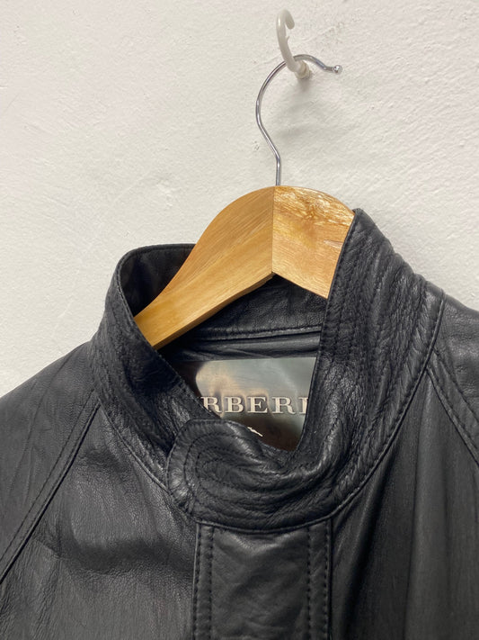 Fabulous Burberry Leather biker Jacket 40R Black utility biker Buttersoft LT002