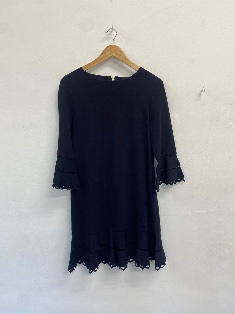 Fabulous Ted Baker Dress UK12 Navy broderie sleeve BM051