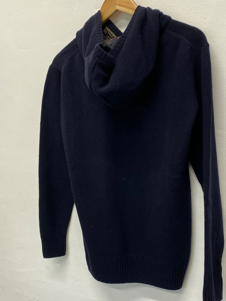 Fabulous Barbour Birnam Hoodie Uk14 Navy blue tartan details CM416