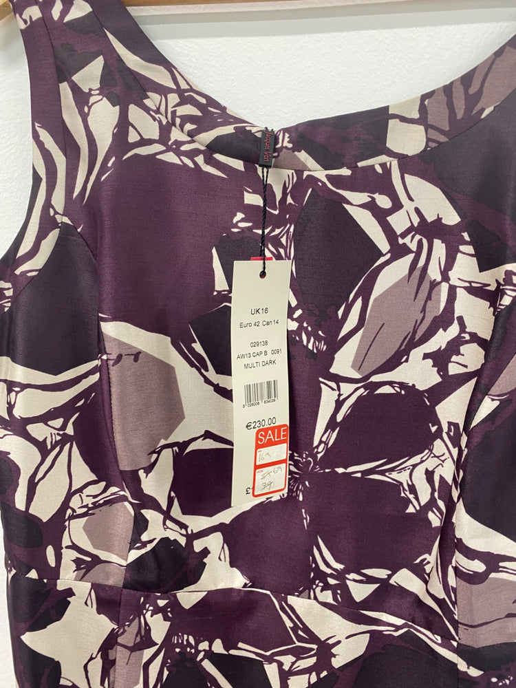 Fabulous Jacques Vert Midi Dress UK16 Purple & Cream CM416
