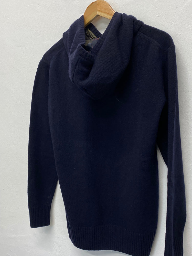 Fabulous Barbour Birnam Hoodie Uk14 Navy blue tartan details CM416