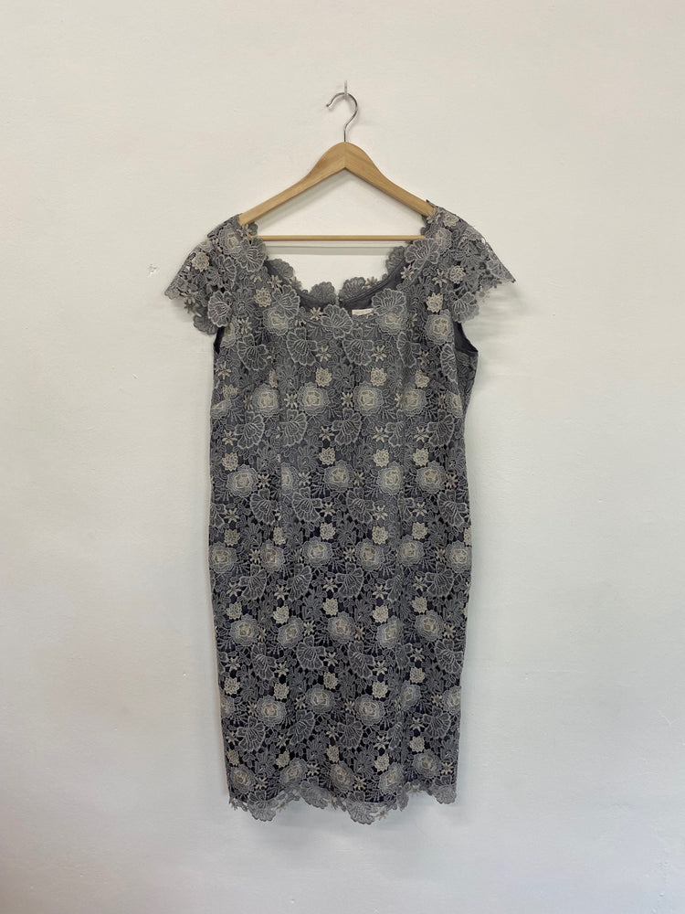 Fabulous Jacques Vert Midi Dress UK16 Grey CM416