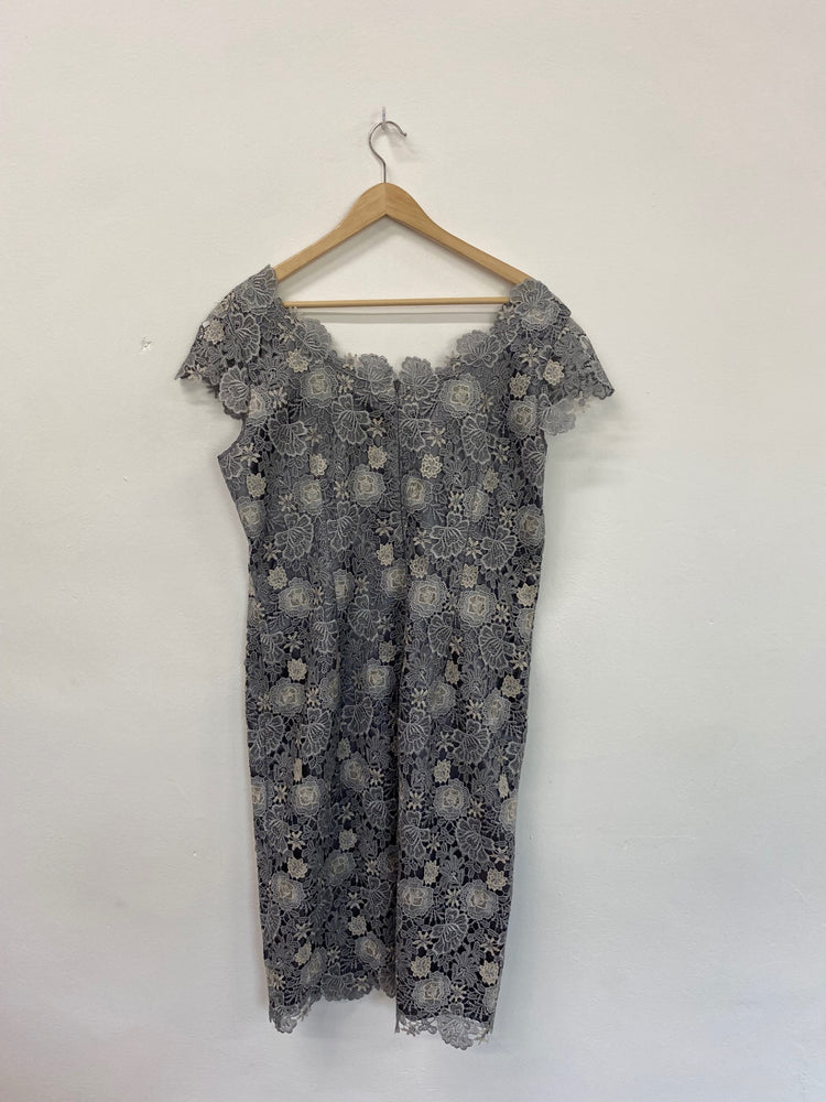 Fabulous Jacques Vert Midi Dress UK16 Grey CM416