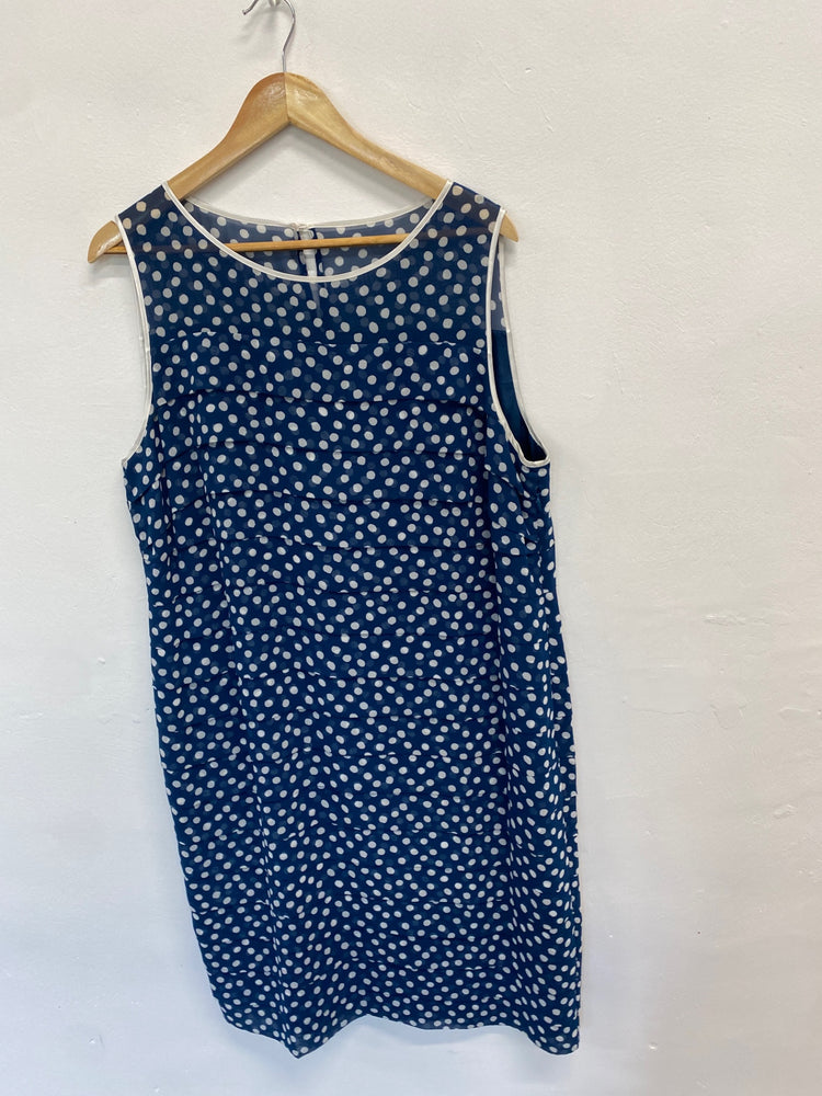 Fabulous Jacques Vert Dress UK18 Navy spotted CM416